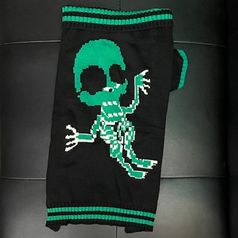 Stylish and Cozy Dog Sweater with Fun Alien Skeleton Graphic!  New